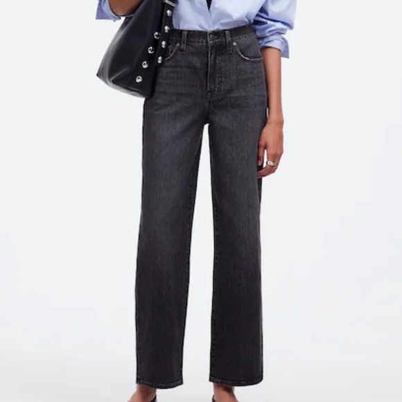 Madewell Denim - Madewell Perfect Vintage Wide-Leg Crop Jean Black Robles Wash Size 29